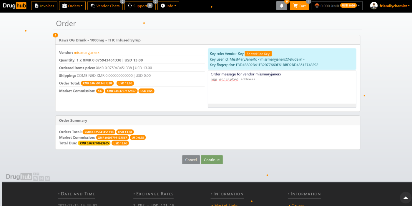 DrugHub Market buying interface with product listings